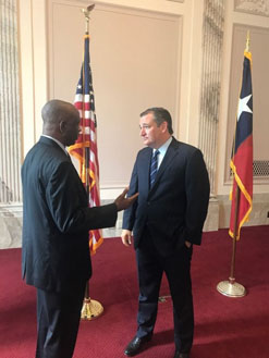 Professor Kalu Ugwa Ogbureke with Senator Ted Cruz of Texas